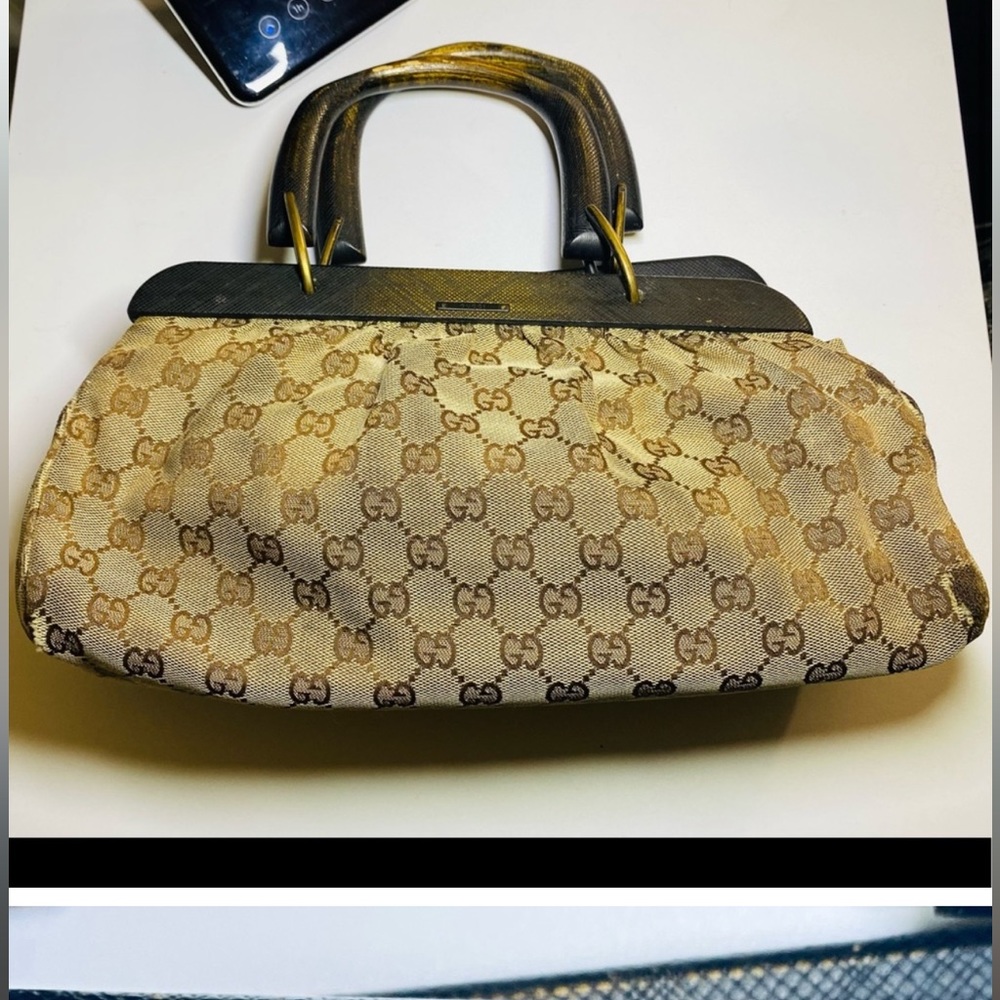 SOLD! -Authentic Rare Gucci x Tom Ford runway 2000 hand bag; GUC- bamboo handles